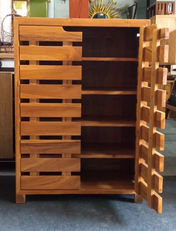 rak lemari sepatu jati wooden shoe cabinet ia-1001